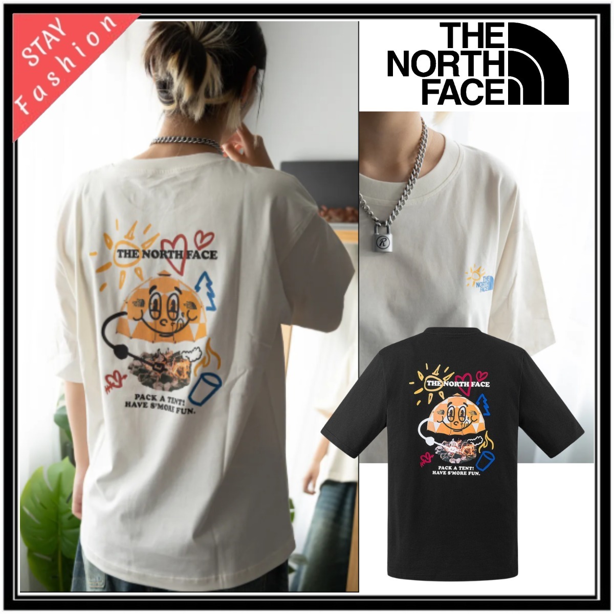 ★海外限定かわいい!THE NORTH FACE LOVE サマーキャンプTシャツ