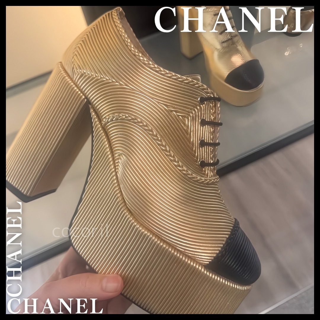25SS【一目置かれる輝き】◆CHANEL◆レースアップシューズ