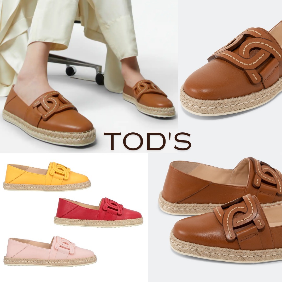 関税込 TOD'S レザー スリッポン エスパドリーユ