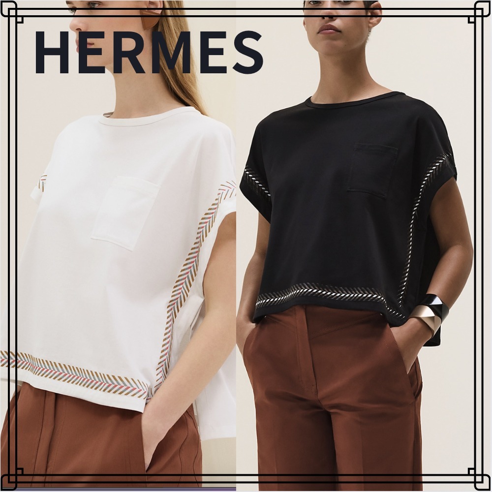 25SS 大人可愛い 上品お洒落【HERMES】 Tシャツ キモノスリーブ