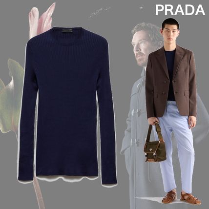 ネイビー（紺）系 PRADA(プラダ) ニット・セーター(メンズ