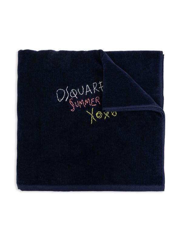 【関税込 日本発送】DSQUARED2 ロゴ タオル ブルー