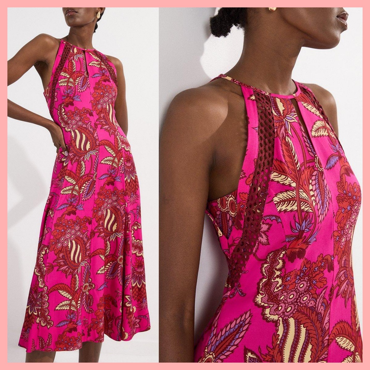 日本未入荷★Karen Millen パターン柄フレアワンピース