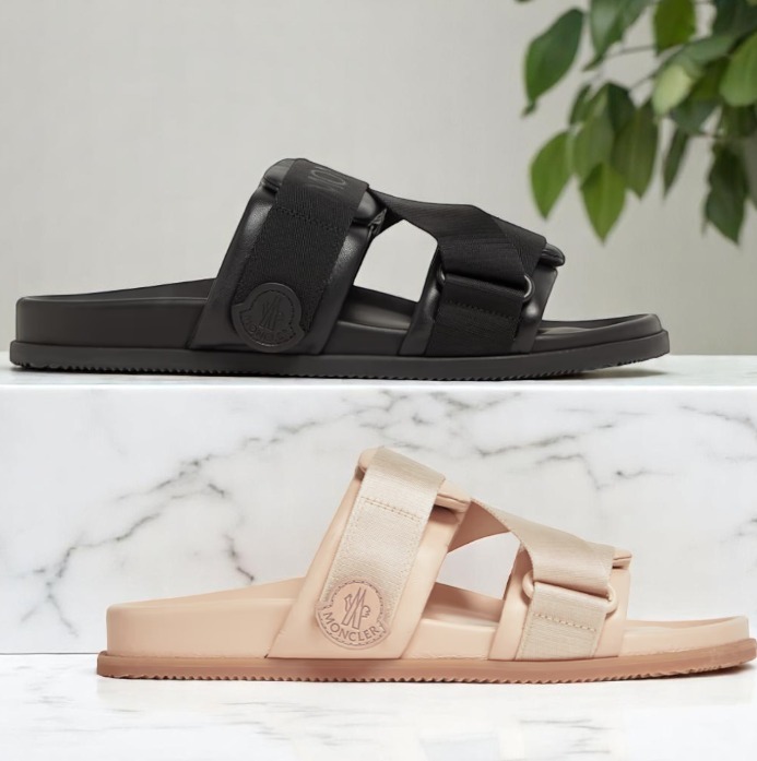 ラストチャンス【MONCLER】ナッパレザー ロゴ入り サンダル