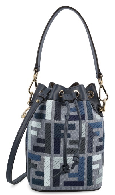 FENDI ♪モン トレゾール ブルーFF ファブリック ミニバッグ