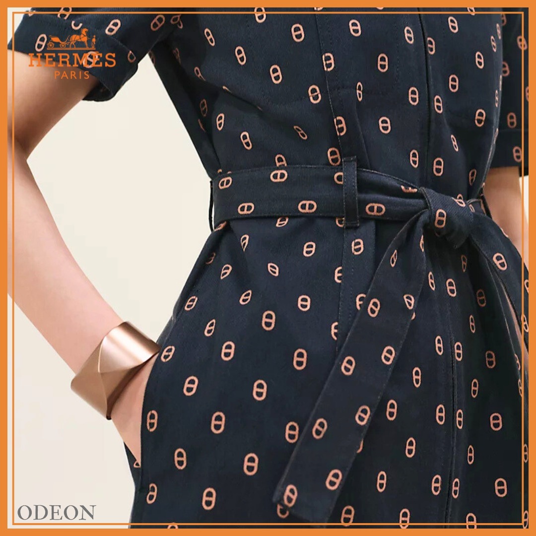 ＊気品をまとう＊【HERMES】アンカーチェーン デニム風 ドレス