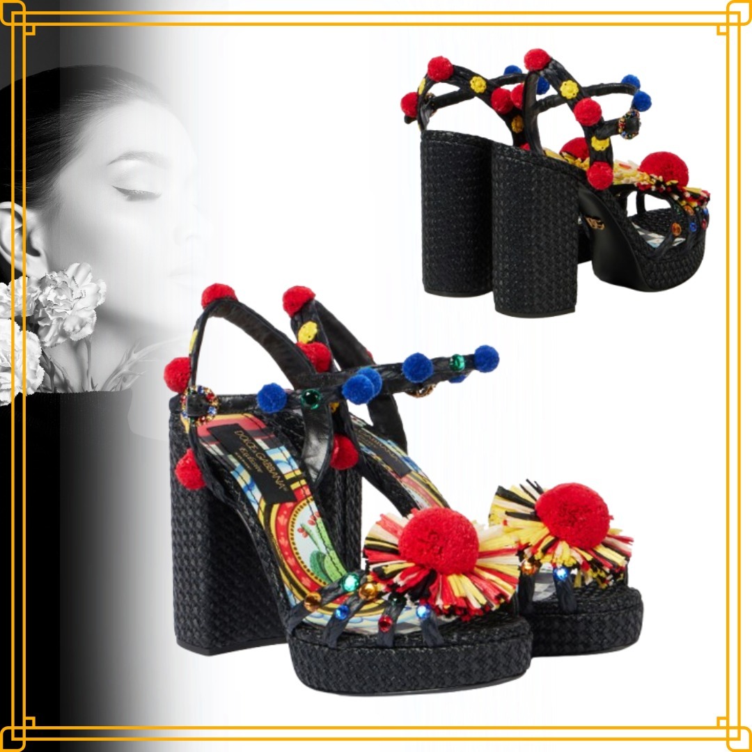 ◆限定アイテム◆【Dolce&Gabbana】105 装飾 ラフィアサンダル