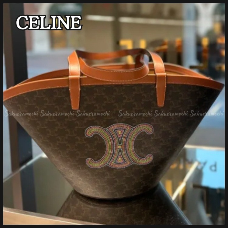 【CELINE】lady's トートbag キャンバス ミディアム brownカラー