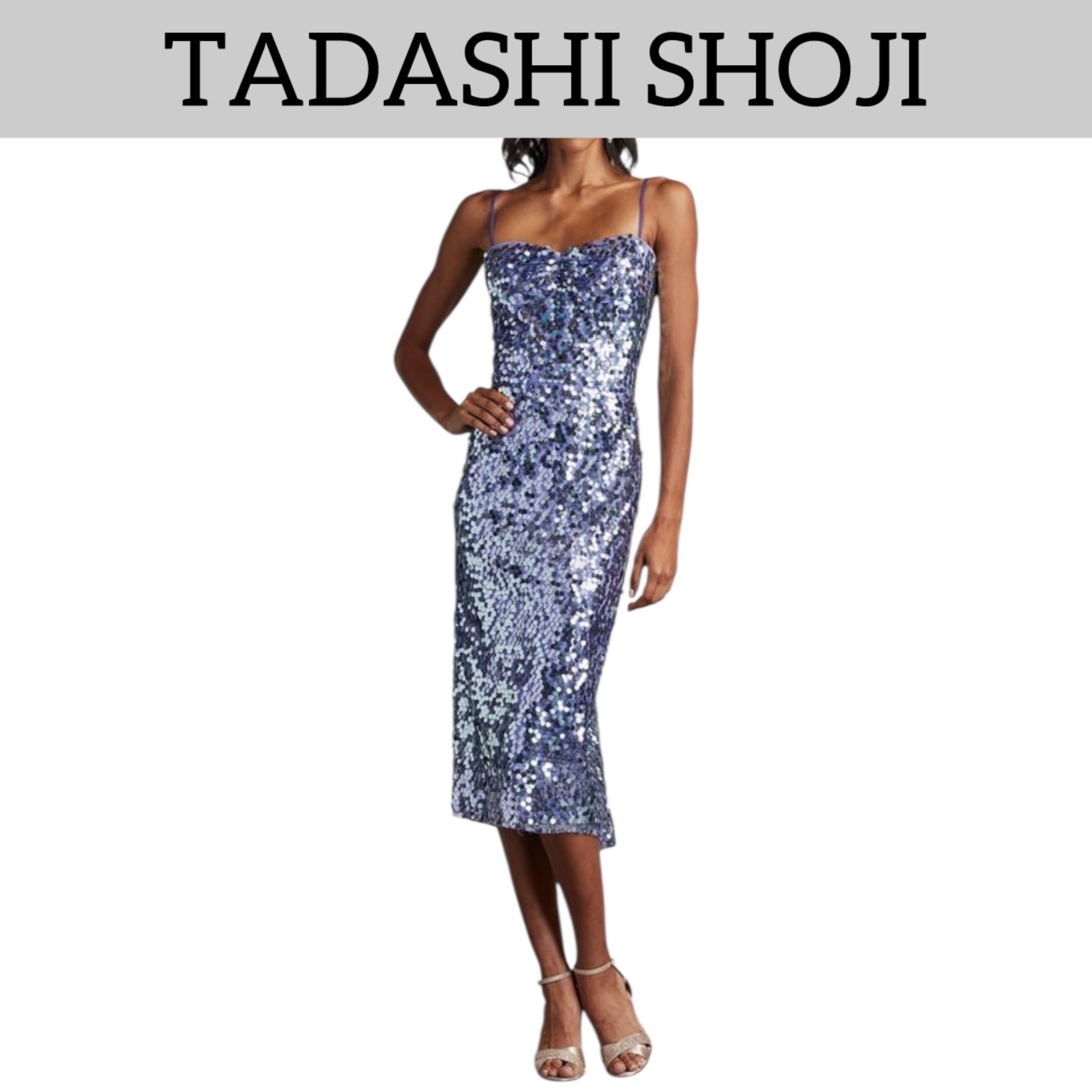 大人美★TADASHI SHOJI★Mikala 膝下シークインコルセットドレス