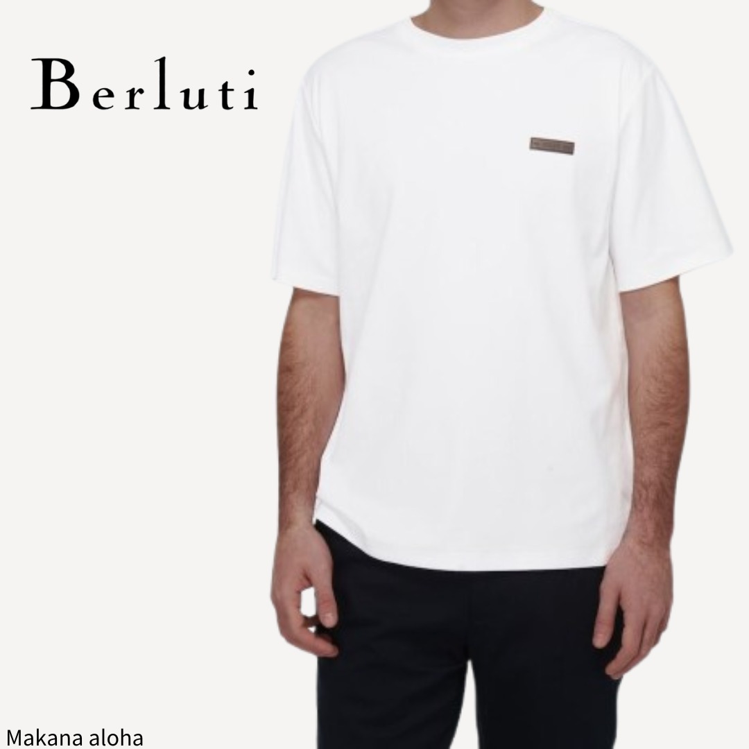 ◆関税込◆【Berluti】Leather-trimmed cotton T-shirt