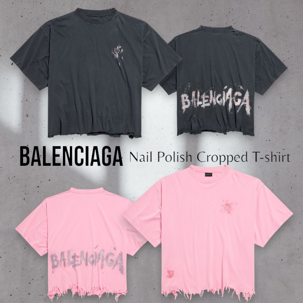 BALENCIAGA＊Nail Polish Cropped T-shirt ロゴ Tシャツ＊送料込
