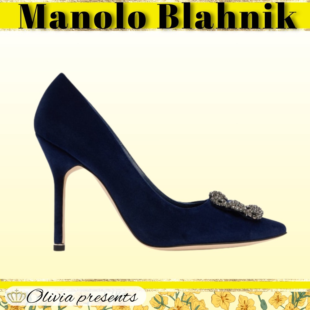Manolo Blahnik>>ハンギシ 105mm ベルベットパンプス