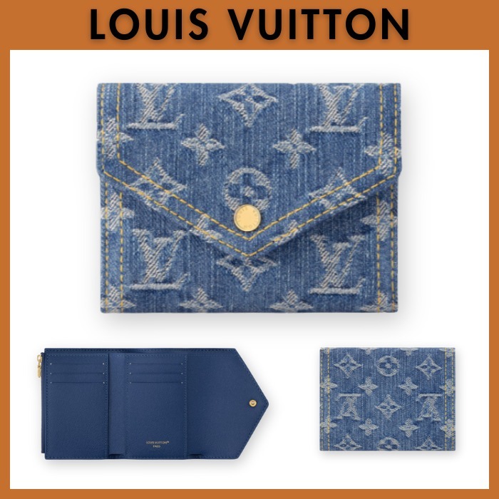 鮮やかデニムブルー☆LOUIS VUITTON☆ヴィクトリーヌ 折り財布