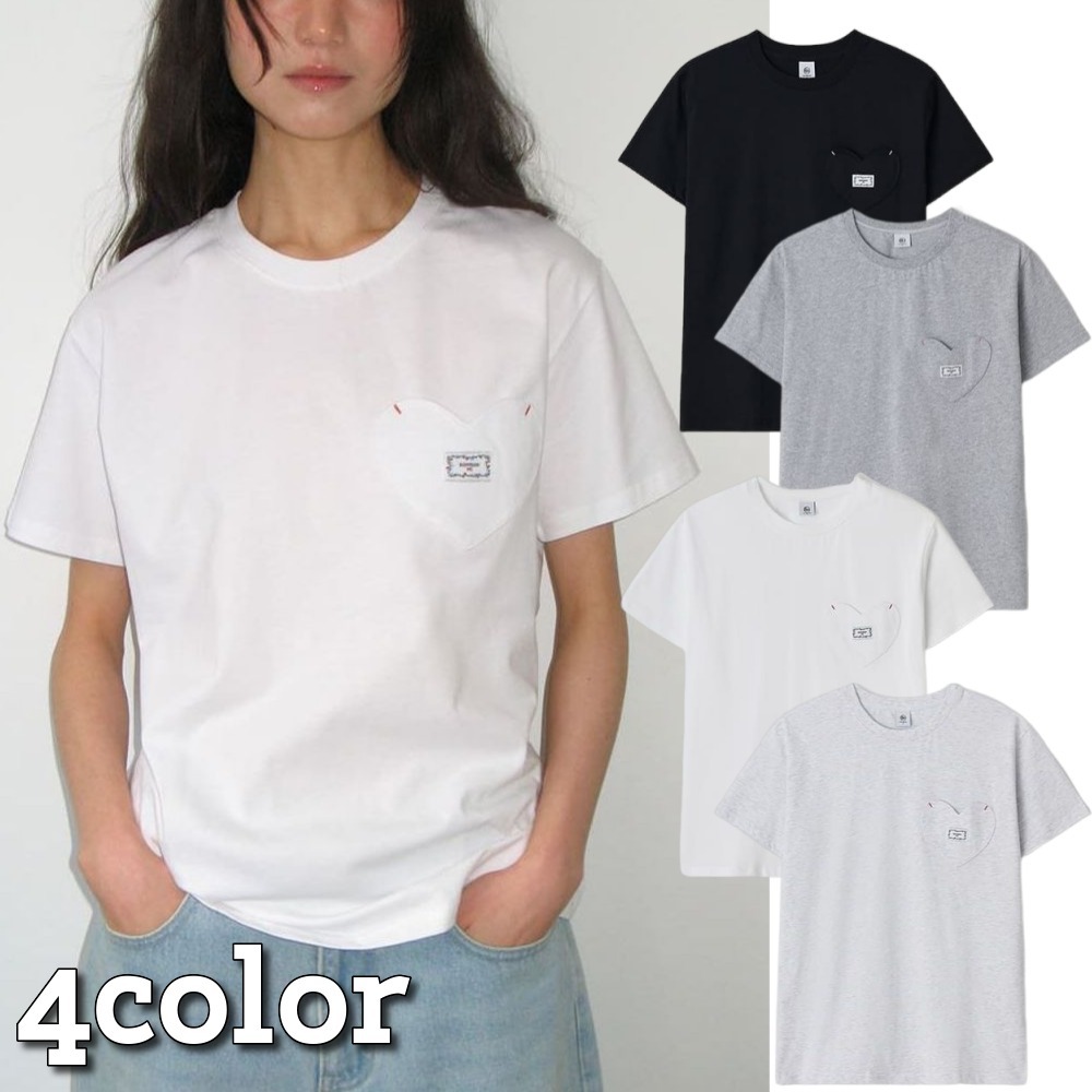 RONRON★韓国★人気HEART POCKET OVER FIT SHORT SLEEVE T SHIRT