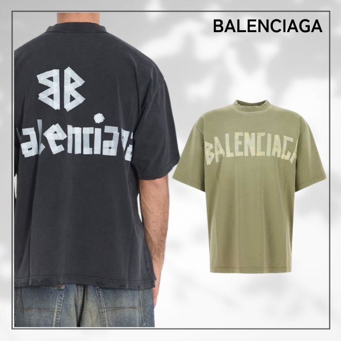 【BALENCIAGA】テープタイプ ロゴプリント コットンTシャツ