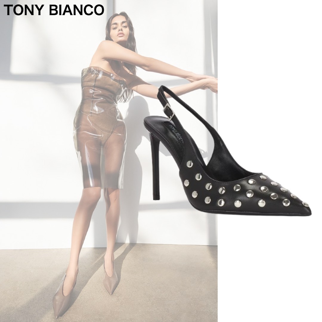 【希少】 TONY BIANCO AERO スタッズ レザーヒール 10cm black