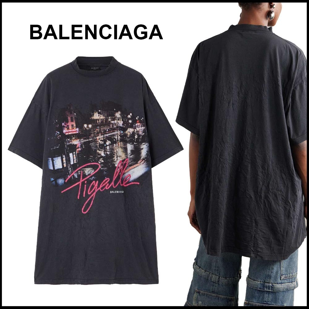 BALENCIAGA★Printed cotton-jersey T-シャツ
