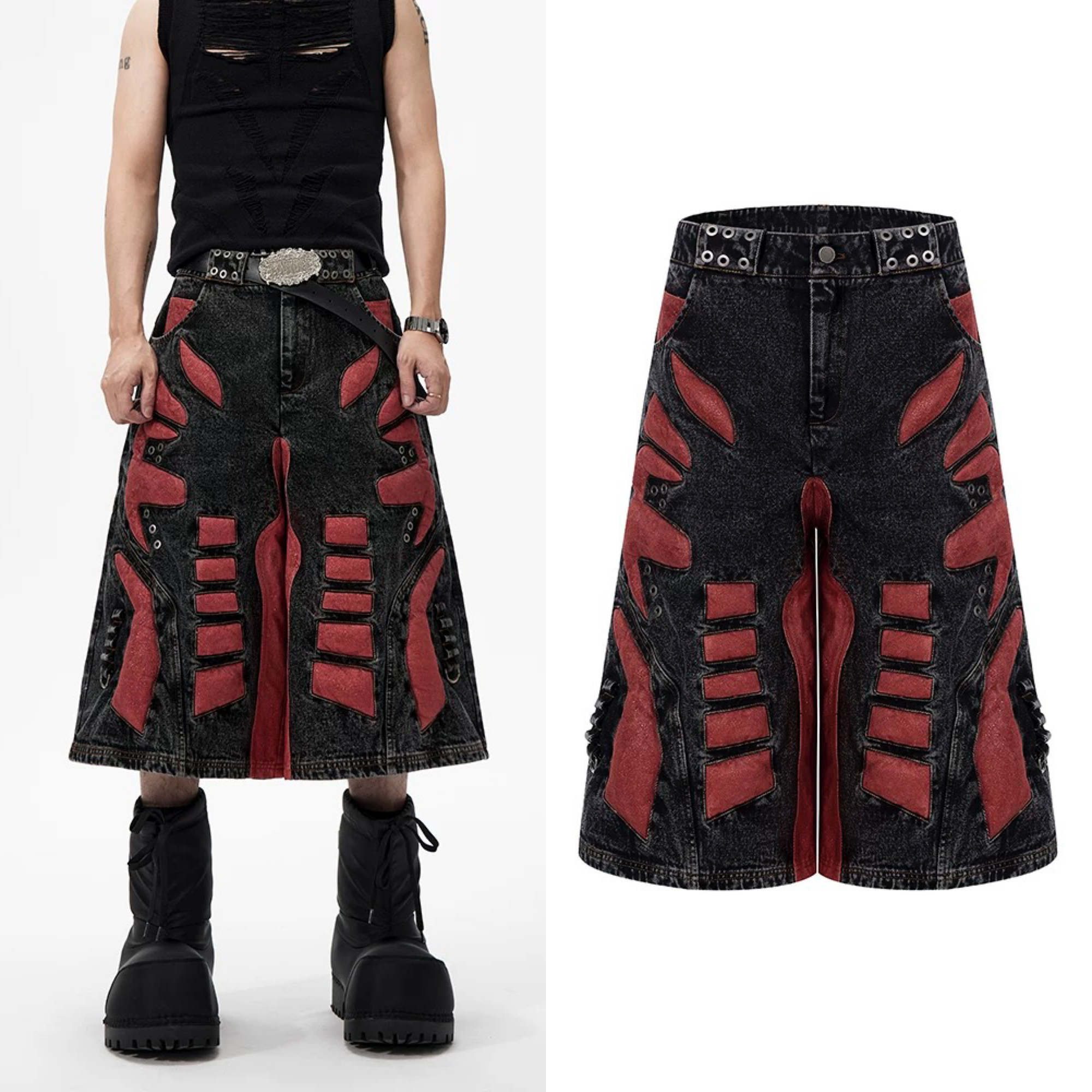 国内未入荷 STARTEXCEEDEND - 3D Skeleton Denim Shorts