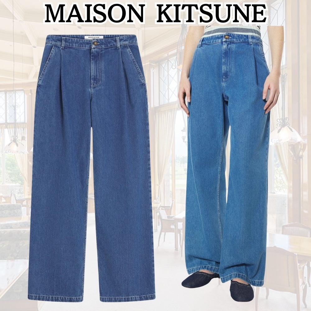 新作★MAISON KITSUNE*時を超える美しさ*プリーツデニムパンツ