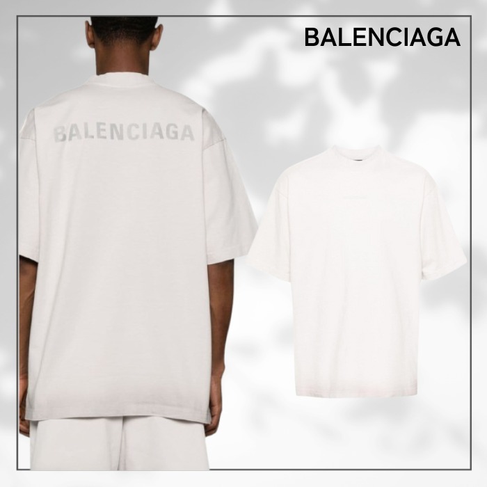 【BALENCIAGA】ホワイト リフレクティブロゴ コットンTシャツ