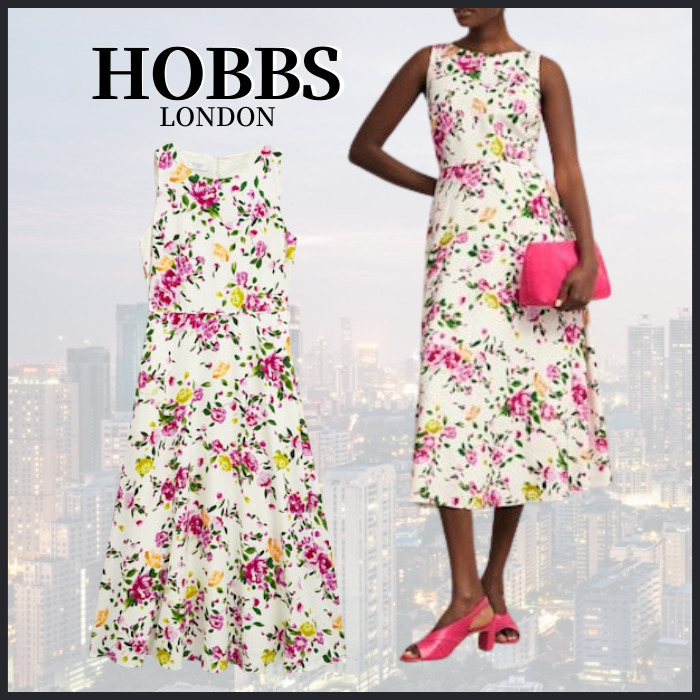 【関税なし】HOBBS ホッブス carly リネン混 花柄 ドレス