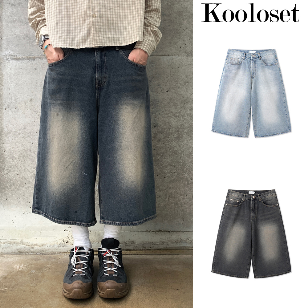 【KOOLOSET】Washed Maxi Bermuda Denim