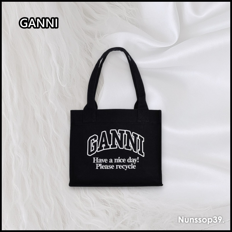 《GANNI》 イージー ラージ ショッパー トートバッグ