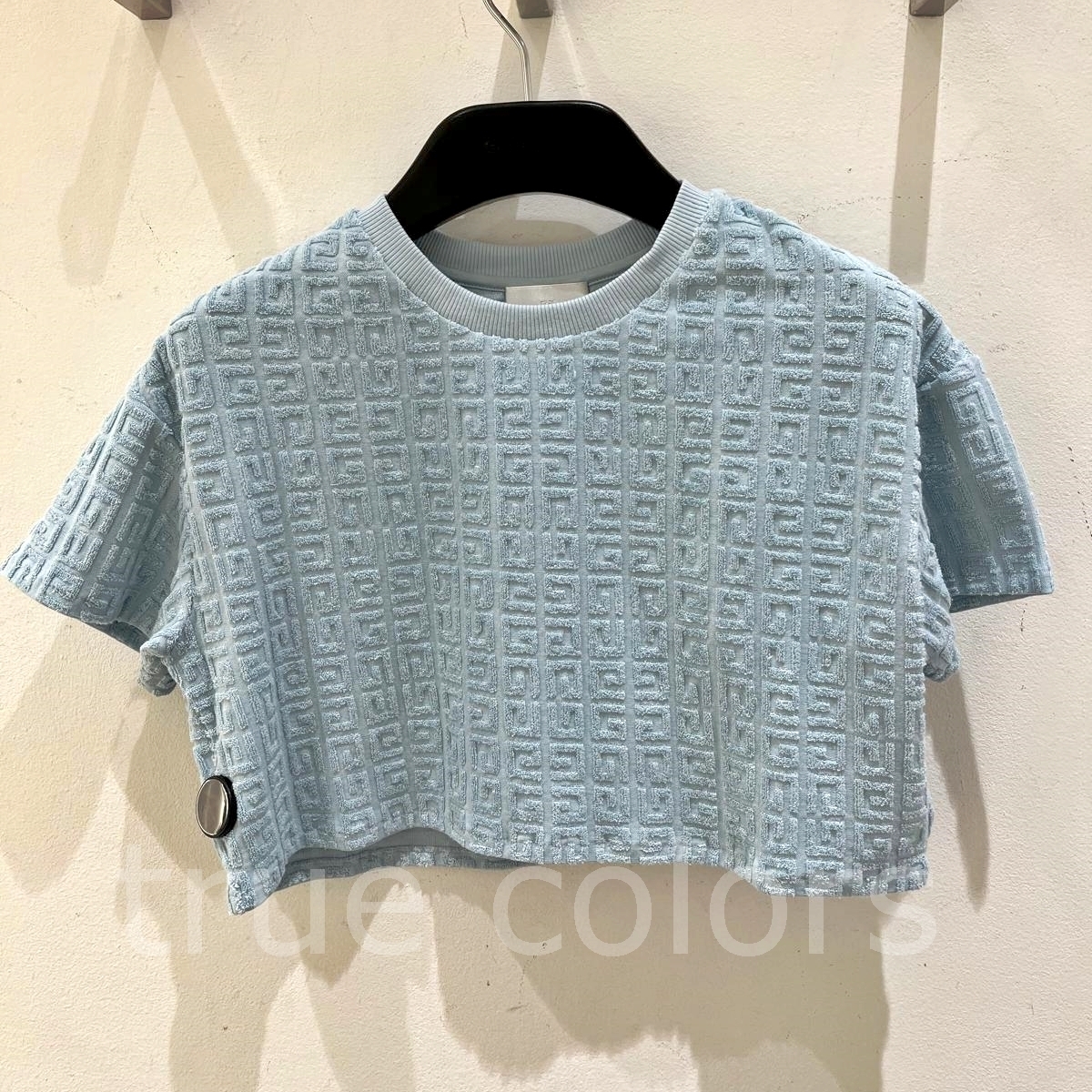 GIVENCHY 4Gモノグラム コットンテリー クロップ丈 Tシャツ BLUE