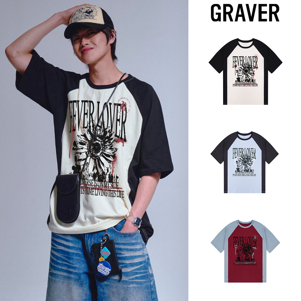 【GRAVER】25SS★ FEVER LOVER Raglan Short Sleeve T-shirt