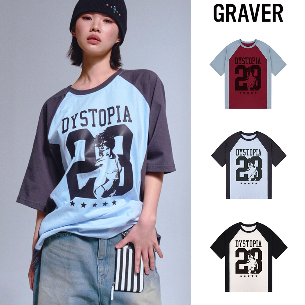 【GRAVER】25SS★ DYSTOPIA Raglan Short Sleeve T-shirt