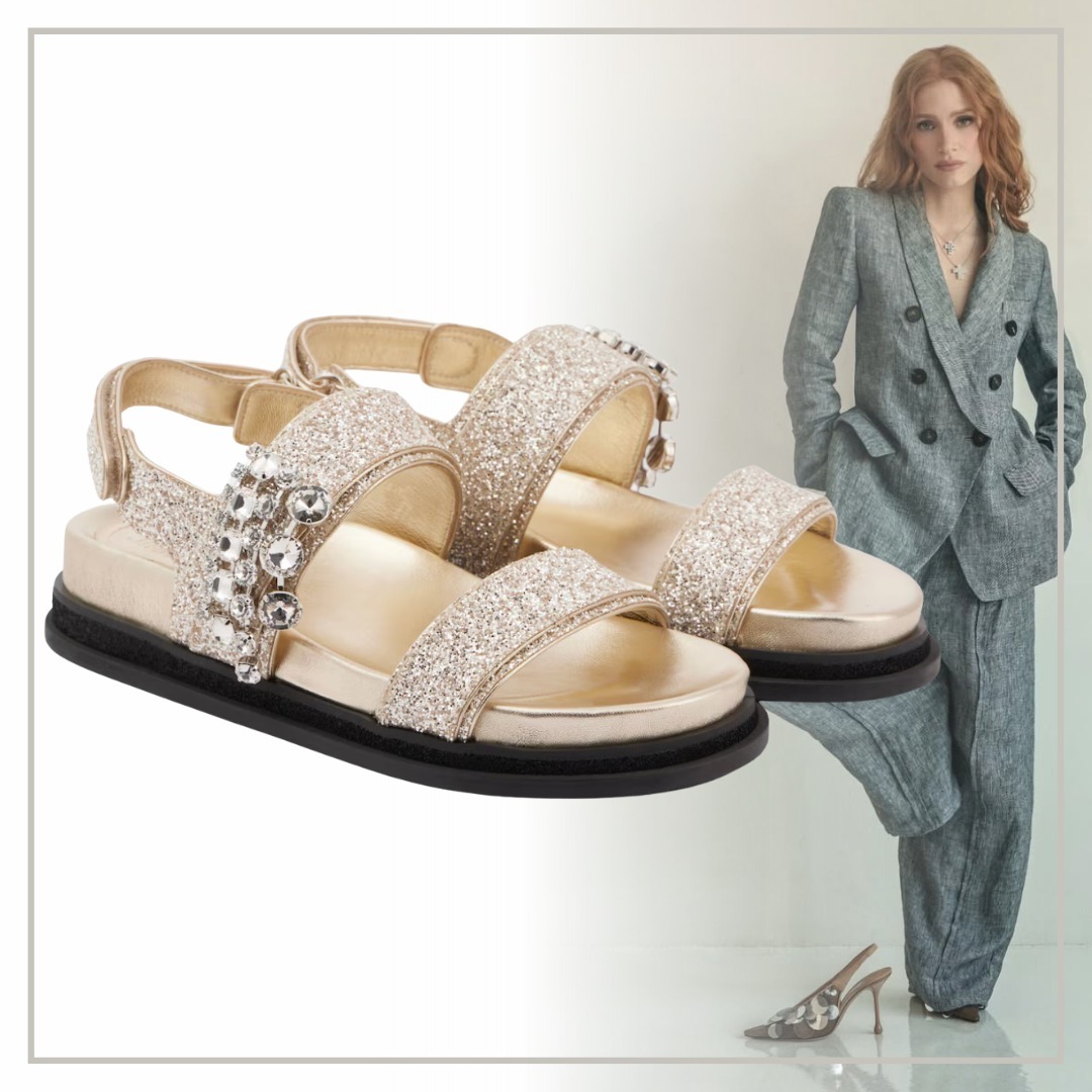 【完売必至】Jimmy Choo ベリティの装飾 グリッターサンダル