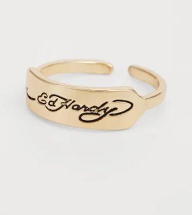 Ed Hardy エドハーディー リング ペア 指輪 レッド ロゴ メンズ