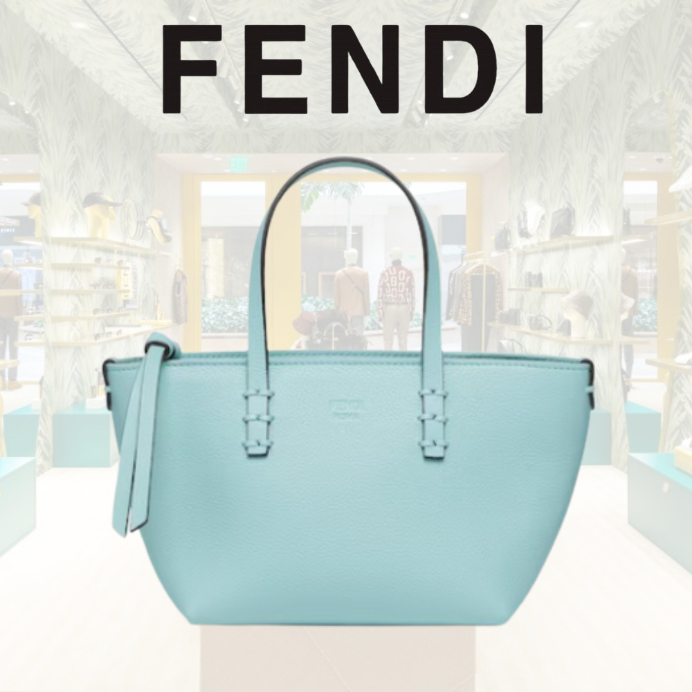 アウトレット【FENDI】ミニ ロール ハンドバッグ ブルー ロゴ