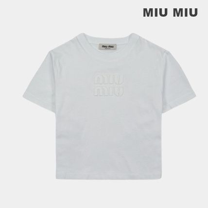 Miu Miu logo-embroidered Cotton T-shirt | White | FARFETCH