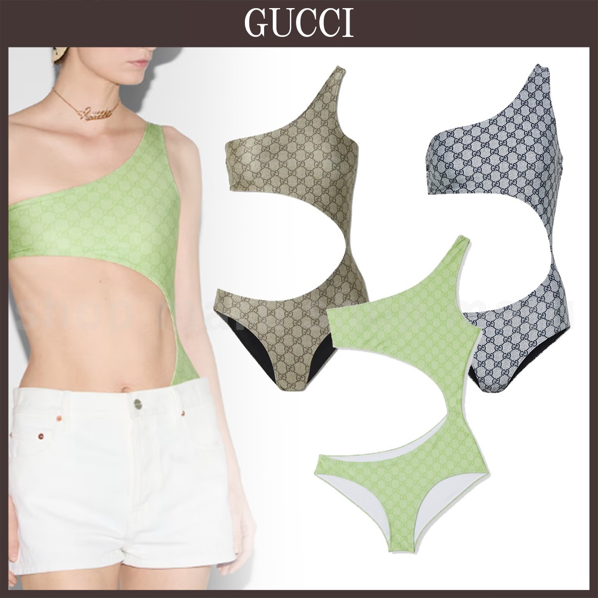 GUCCI◆GGカットアウトワンショルダー水着◆3色