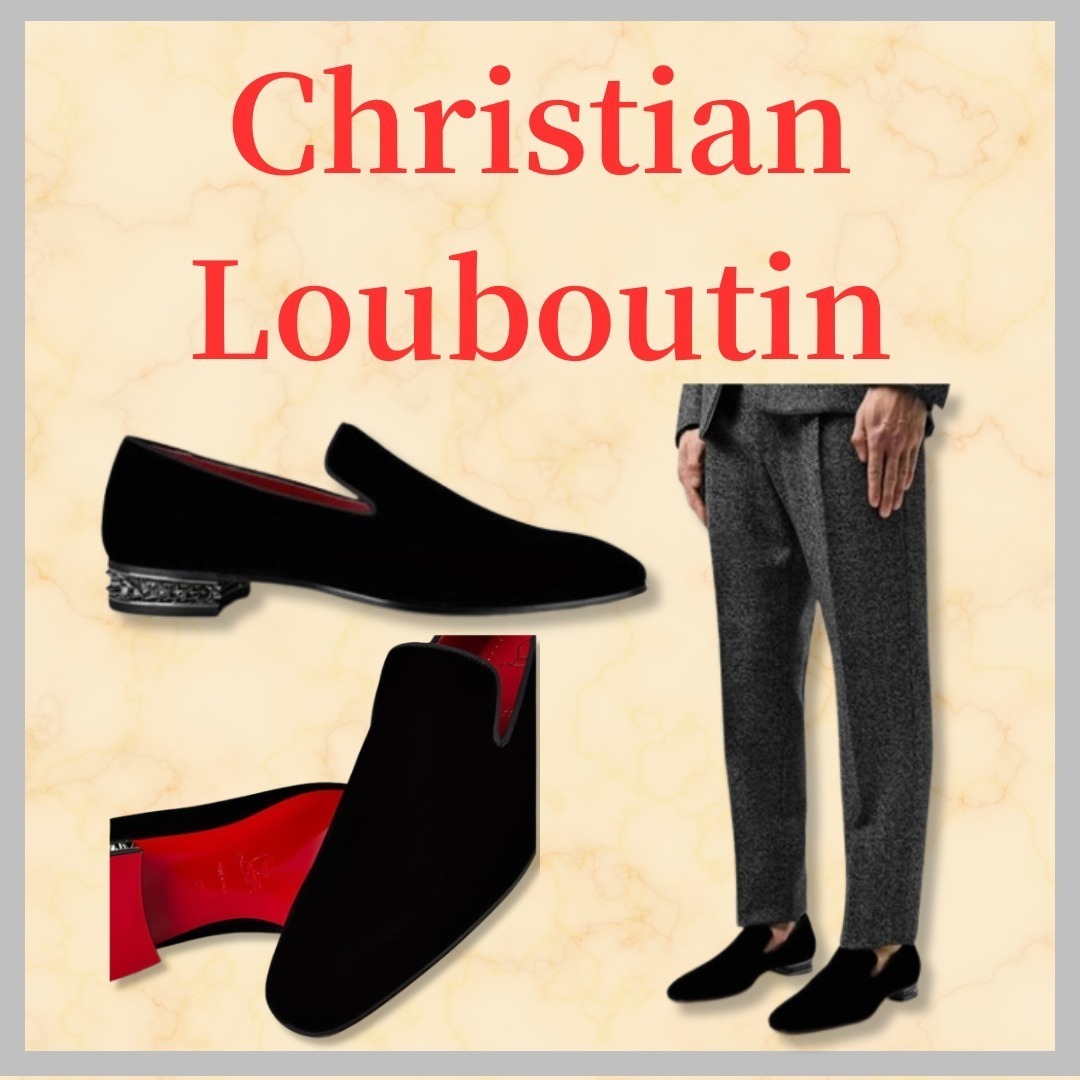 Christian Louboutin ベルベットローファー Dandyrocks スパイク