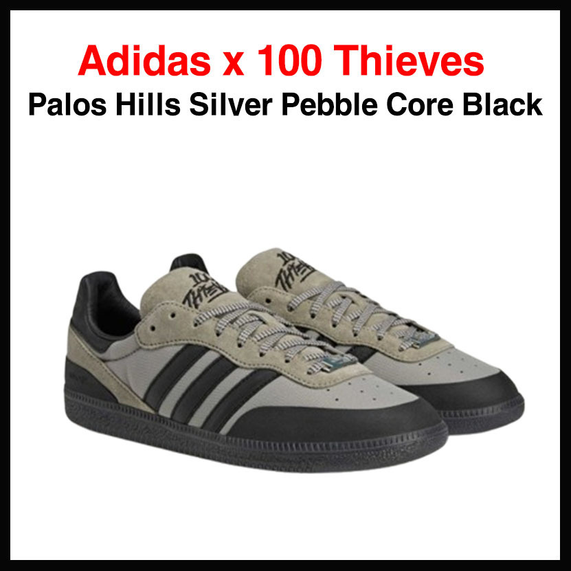 【ADIDAS X 100 THIEVES】PALOS HILLS SILVER PEBBLE CORE BLACK