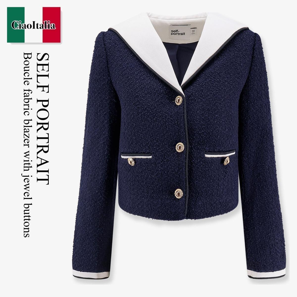 ジャケット Self Portrait Boucle Fabric Blazer With Jewel Buttons
