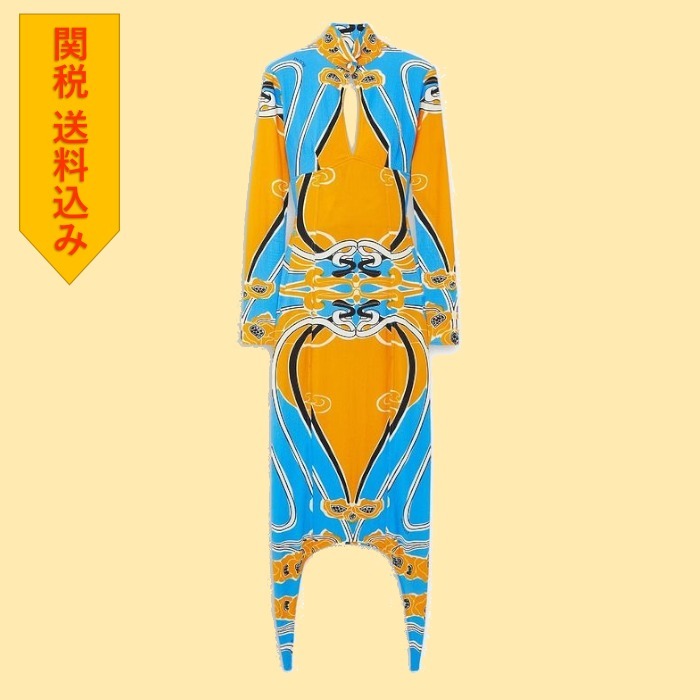 【PATOU】 ストレッチシアサッカー ミディワンピース