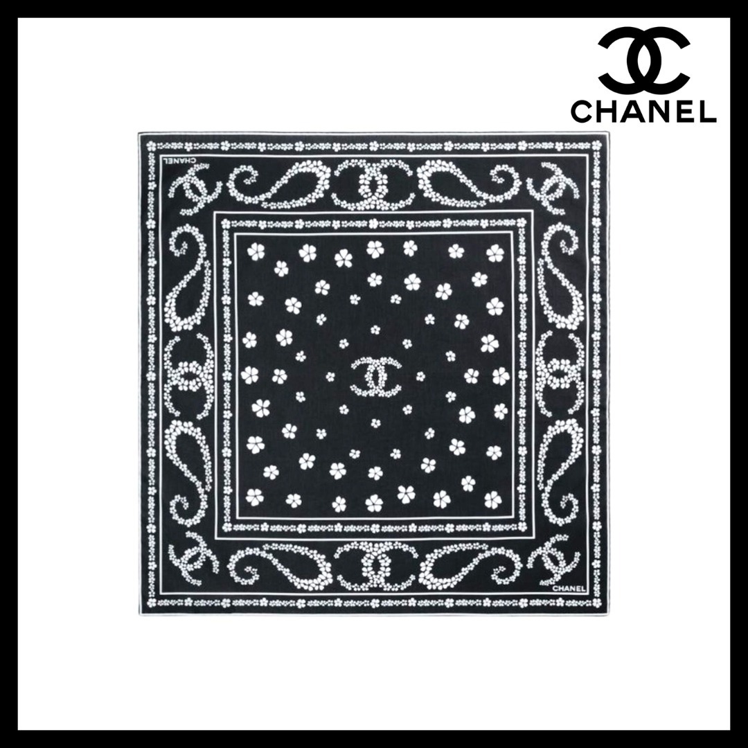 【使い方いろいろ♪】CHANEL シルクバンダナ 65×65 スカーフ