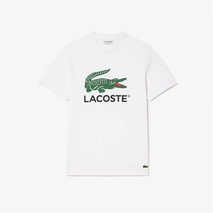 Lacoste★半袖 クルーネック ラージ ロゴ トップス Tシャツ★白
