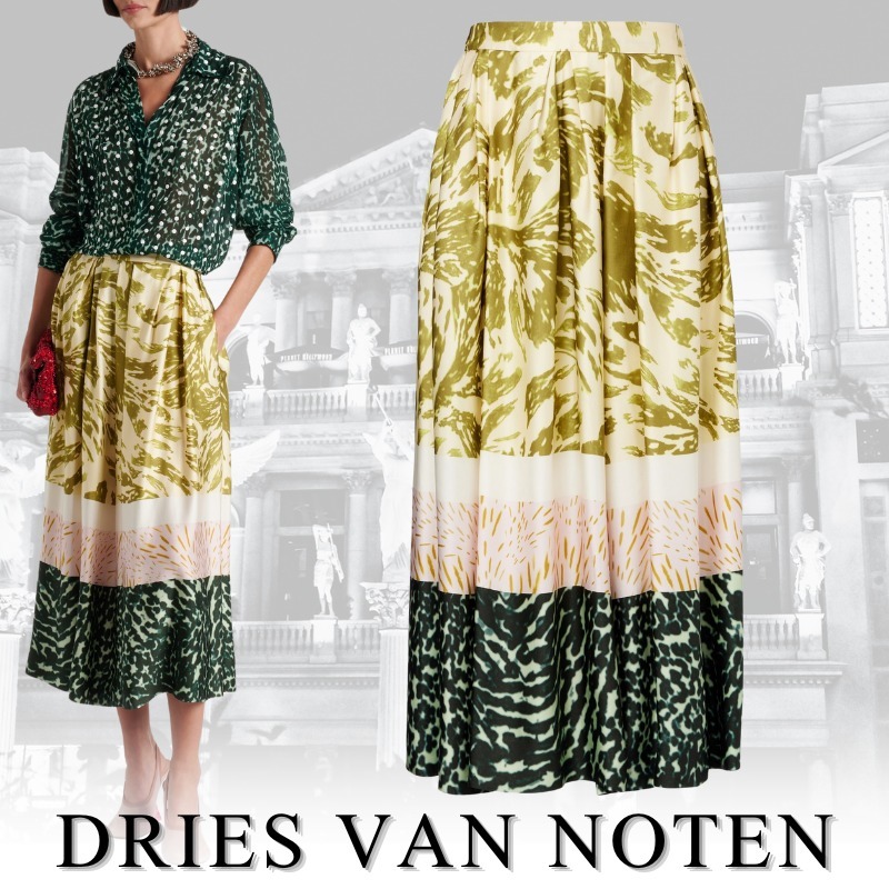 DRIES VAN NOTEN ドリスヴァンノッテン プリントサテンスカート
