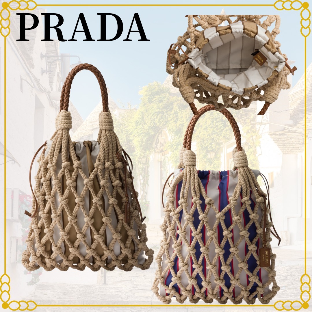 注目の新作☆直営店 PRADA ヌエ ミディアム マクラメ バッグ