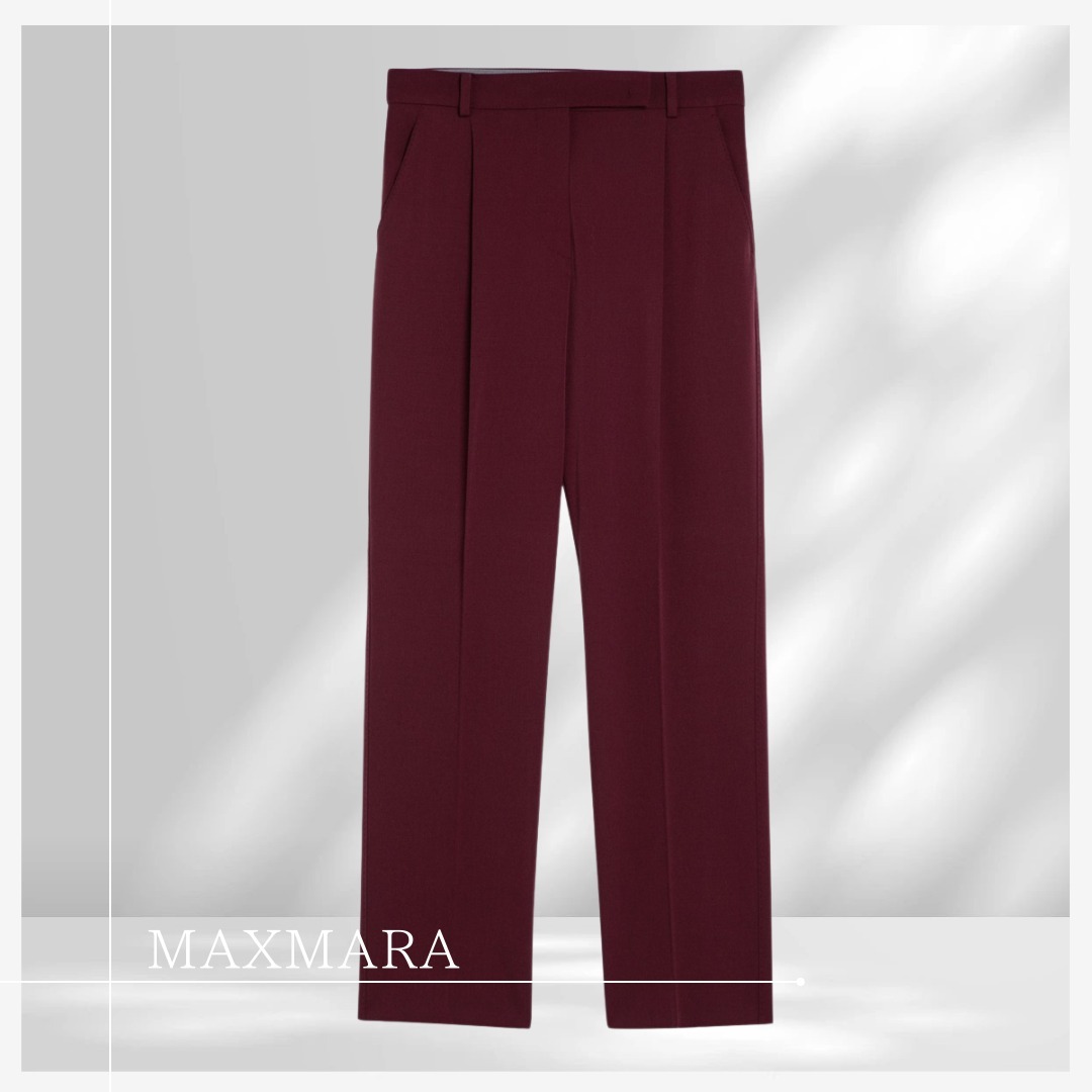 ラグジュアリーブランド【Max Mara】ウールのボルドー色のズボン