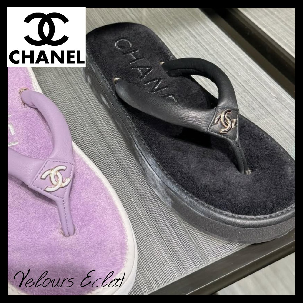 タオル生地で履きやすい♪【CHANEL】トング サンダル
