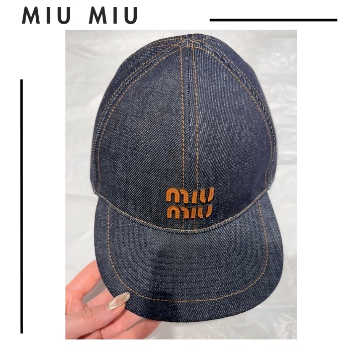 MIU MIU ミュウミュウ●刺繍ロゴ ベースボール デニムキャップ帽