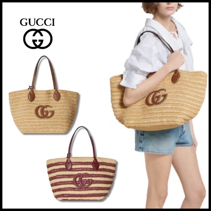 【GUCCI】 織りミディアム トートバッグ ☆夏にぴったり
