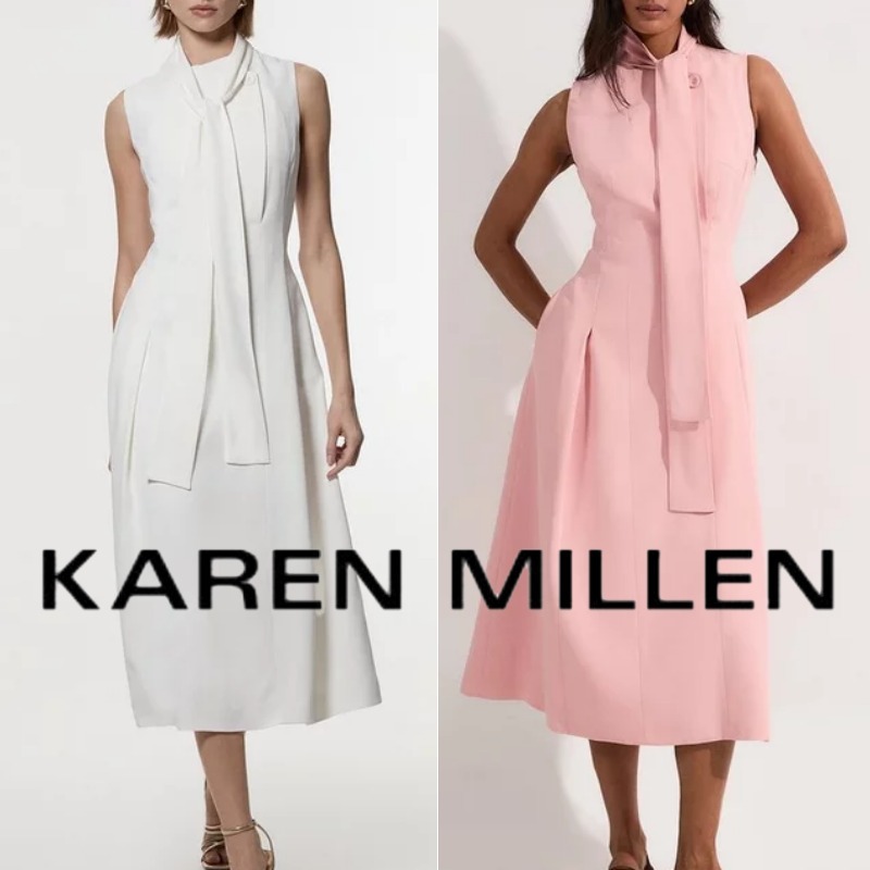 【KAREN MILLEN】ストレッチ ビスコースタイネック ミディドレス