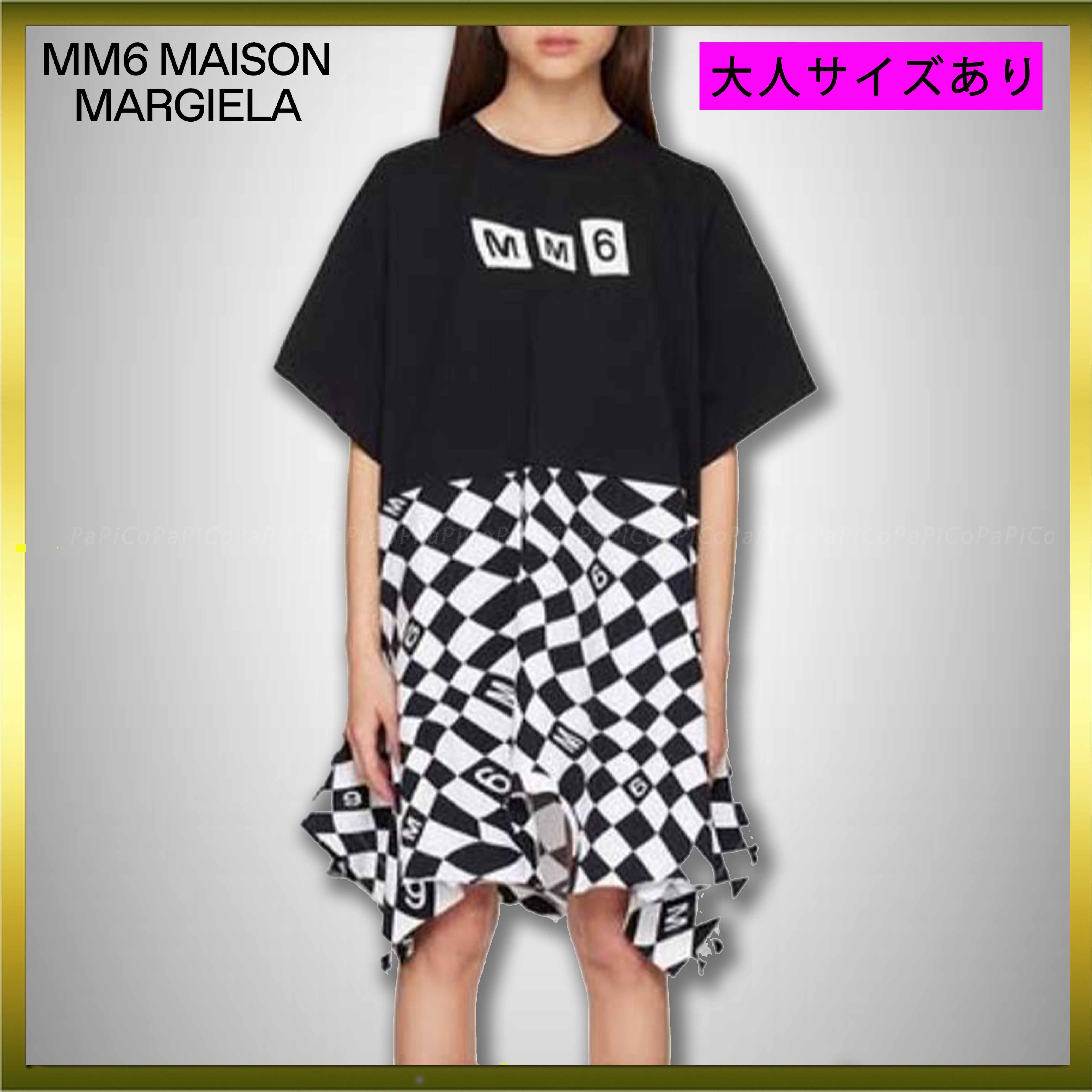 【特価！大人サイズあり】MM6 ロゴ & チェック ワンピース
