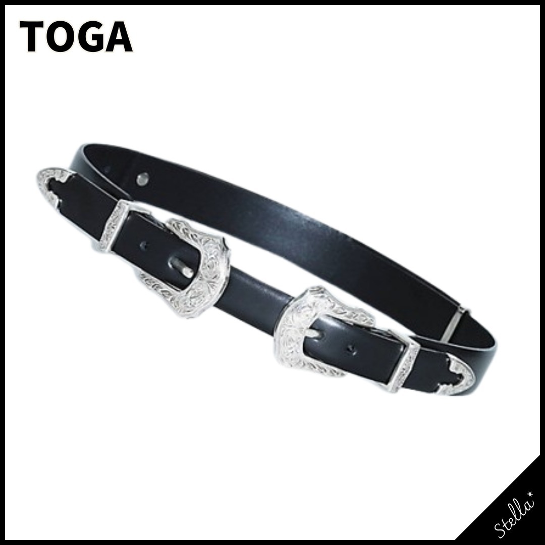 限定■TOGA■大人気 ダブルバックルベルト 黒 国内発送 すぐ届く